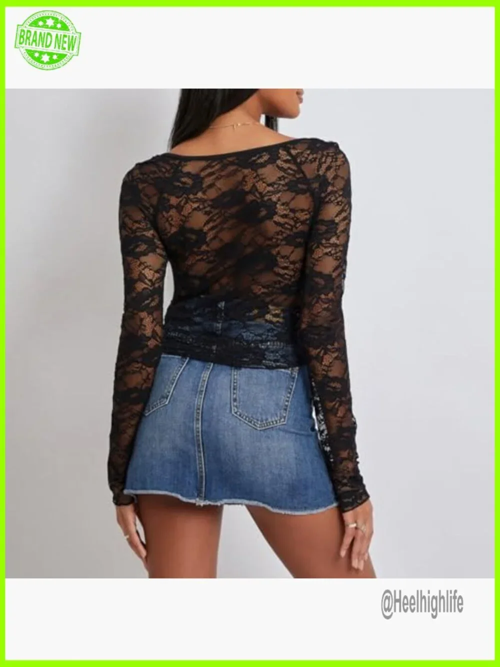 Y2K Lace Long Sleeve Crop Top Tee